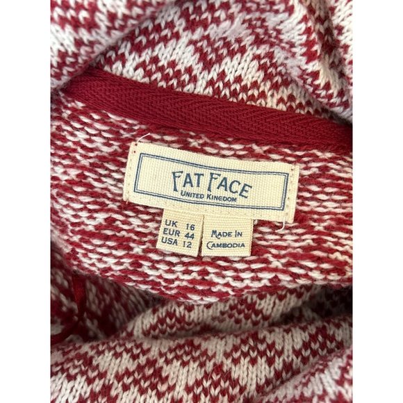 Fat Face Women's Red Phoebe Pattern Jumper Pull Over Sz US 12 Holiday Cowl Neck - Picture 5 of 5